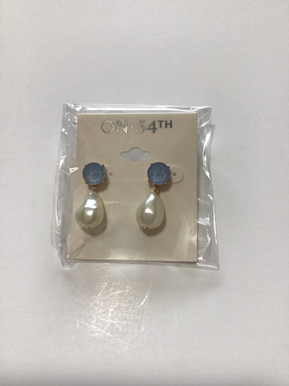 ON 34th Gold/Blue Pearl Earrings - New in Package